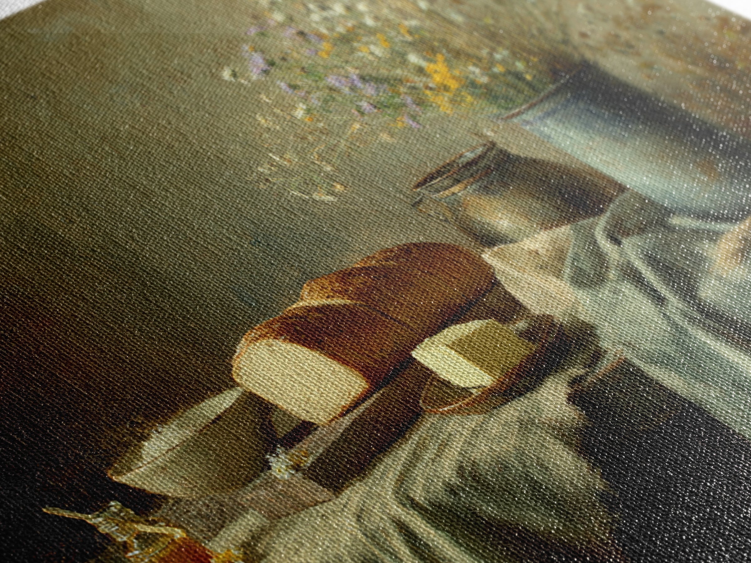 Fresh Bread Honey and Butter Still Life Framed Canvas Print, Farmhouse Art, Fine Art Print, Farmhouse Decor, Oil Painting, FAR-3x2-100