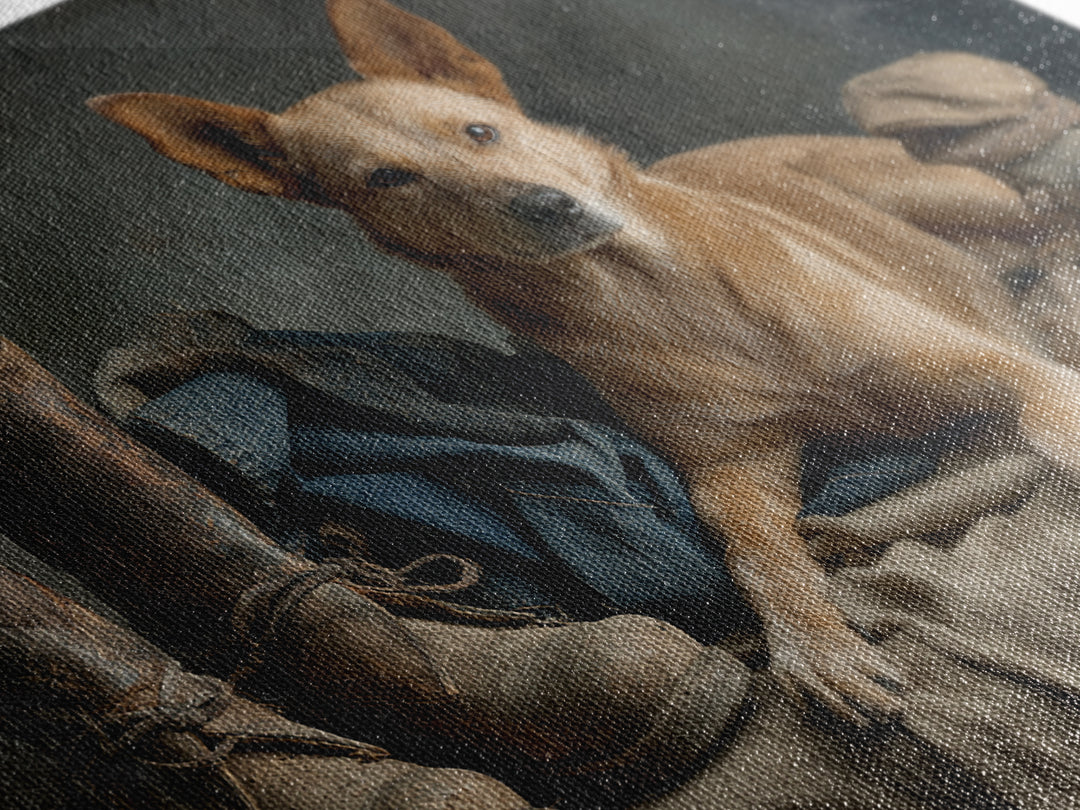 Farm Dog Lying Beside Weathered Boots Canvas Print, Farmhouse Art, Farmhouse Wall Decor, Farmhouse Decor, Oil Painting, Harvest, FAR-3x2-37