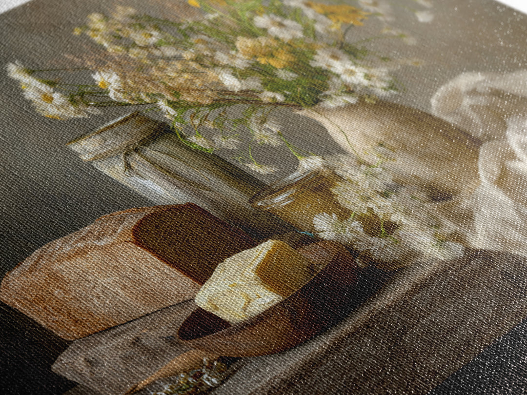Fresh Bread Honey and Butter Still Life Canvas Print, Farmhouse Art, Digital Prints, Farmhouse Decor, Oil Painting, Harvest, FAR-3x2-4