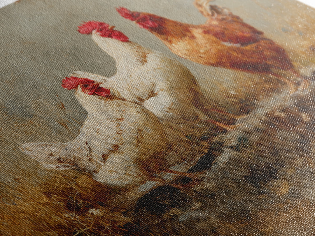 Chicken Family in a Garden Patch Canvas Print, Farmhouse Art, Downloadable Art, Farmhouse Decor, Fine Art, Harvest, FAR-3x2-43