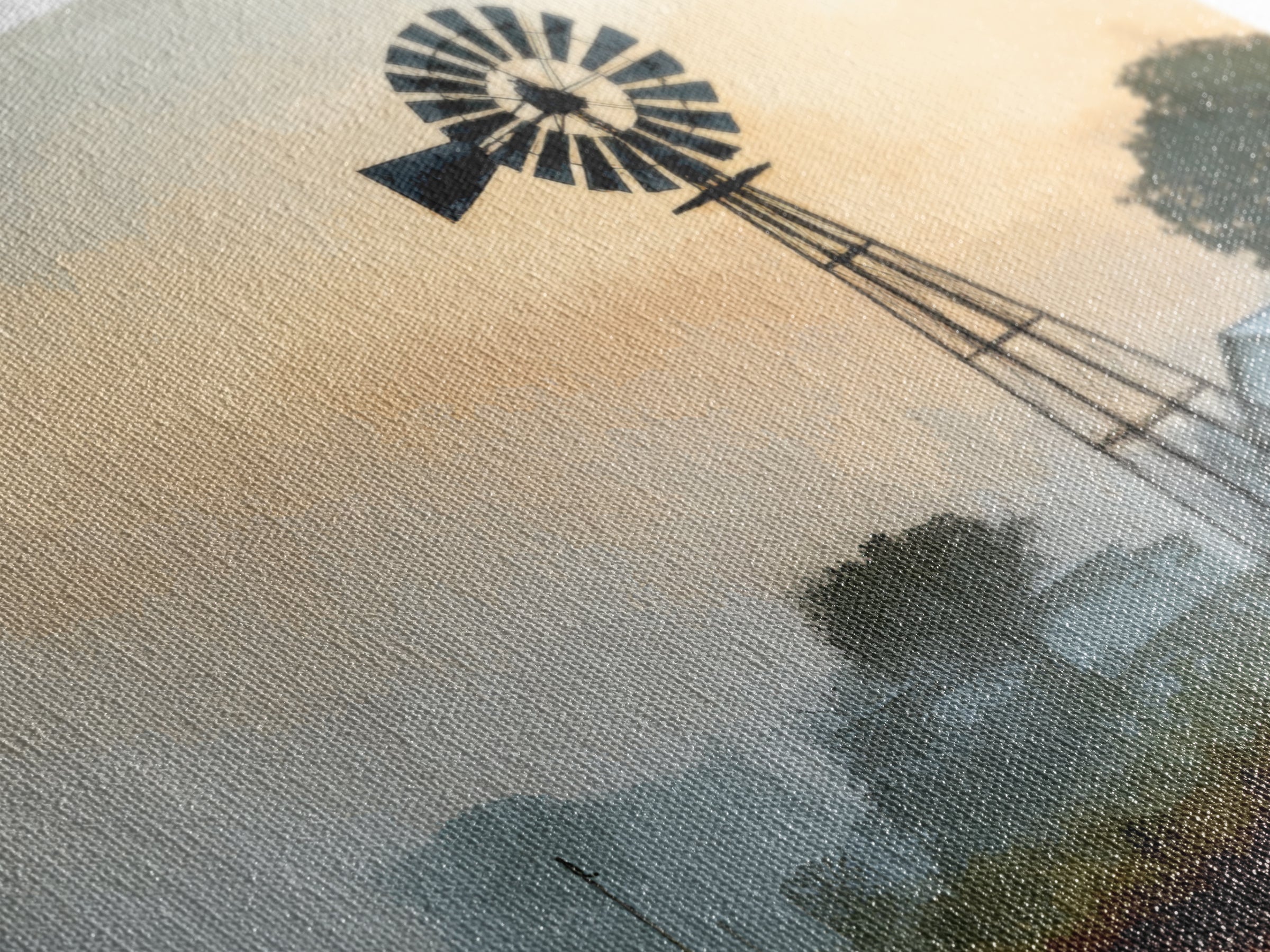 Windmill Silhouette at Sunset Framed Canvas Print, Farmhouse Art, Floral Wall Art, Farmhouse Decor, Fine Art, Harvest, FAR-3x2-45