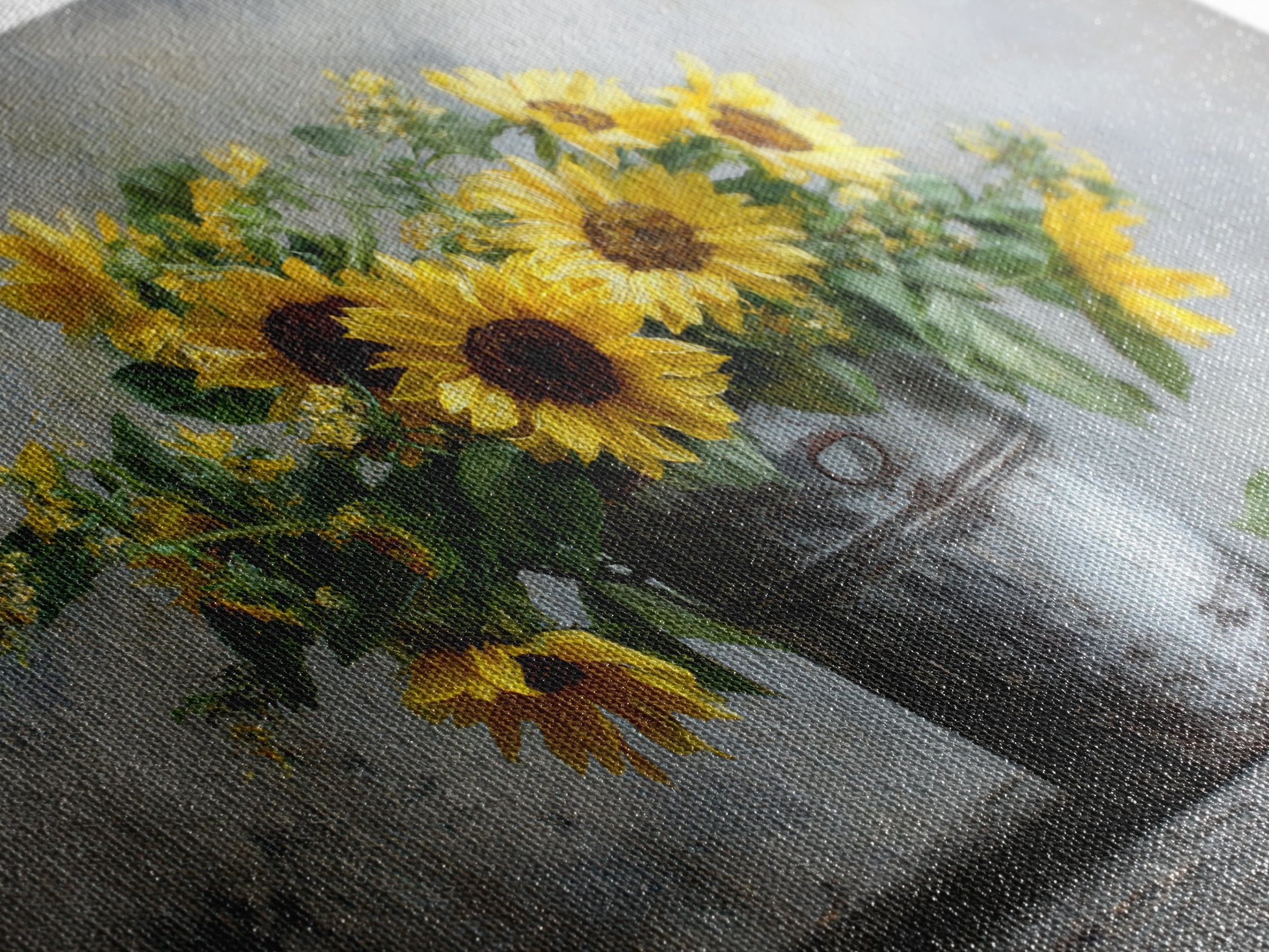 Sunflowers in a Galvanized Metal Bucket Framed Canvas Print, Farmhouse Art, Art, Farmhouse Decor, Watercolor Art, Harvest, FAR-3x2-55