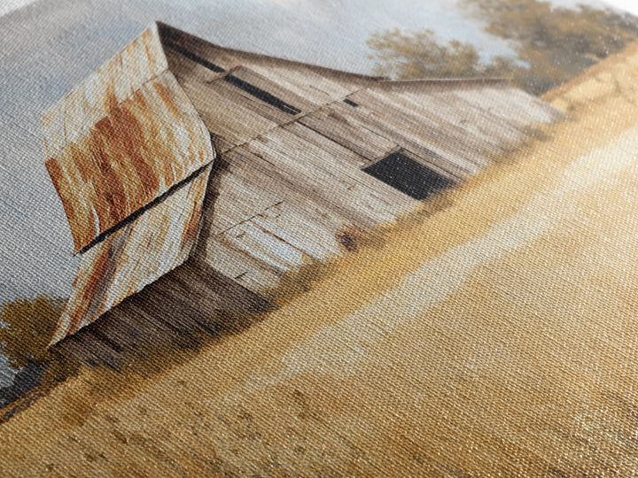 Rustic Barn in Golden Field Light Framed Canvas Print, Farmhouse Art, Digital Print, Farmhouse Decor, Fine Art, Harvest, FAR-3x2-6