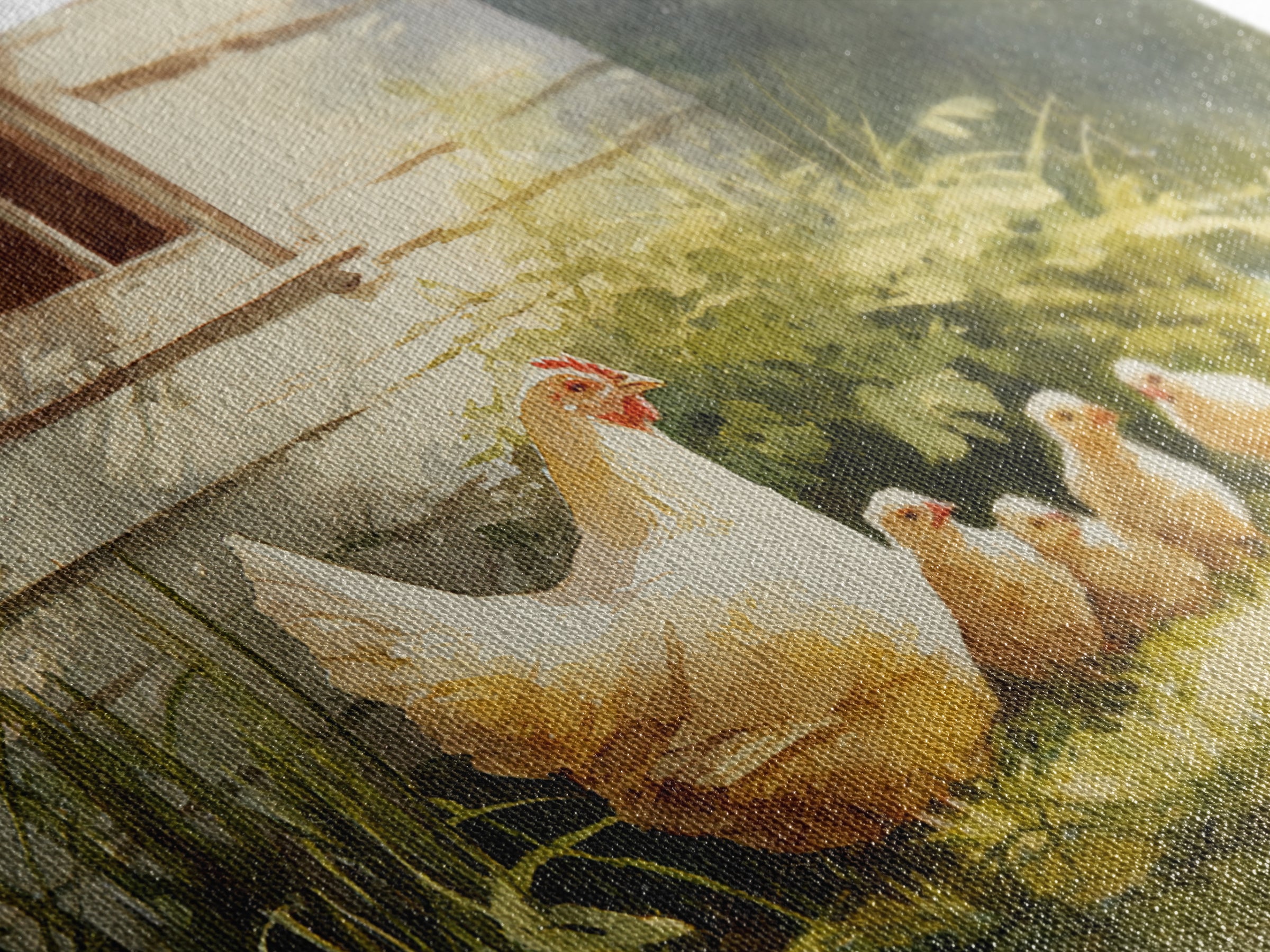Chicken Family in a Garden Patch Canvas Print, Farmhouse Art, Textured Painting, Farmhouse Decor, Watercolor Art, Harvest, FAR-3x2-67