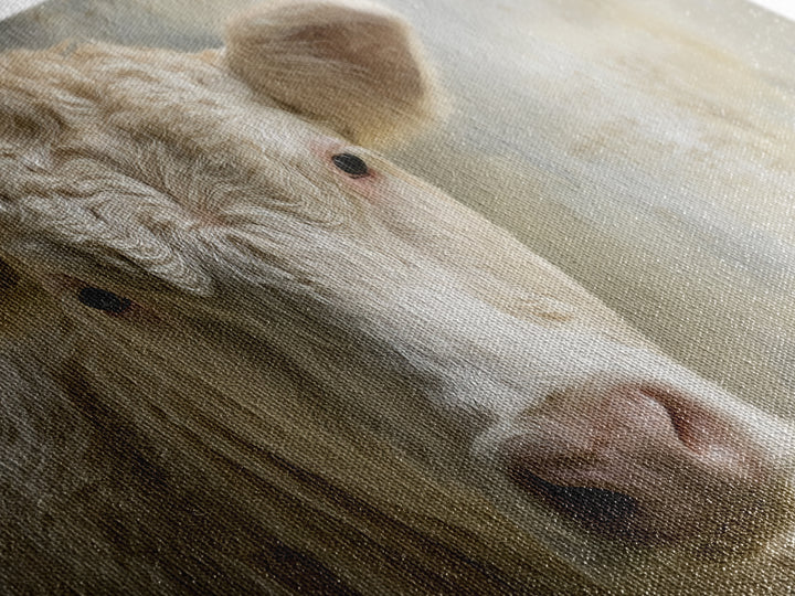 White Cow Portrait Framed Canvas Print, Farmhouse Art, Gallery Decor, Farmhouse Decor, Oil Painting, Harvest, Contemporary Art, FAR-3x2-77