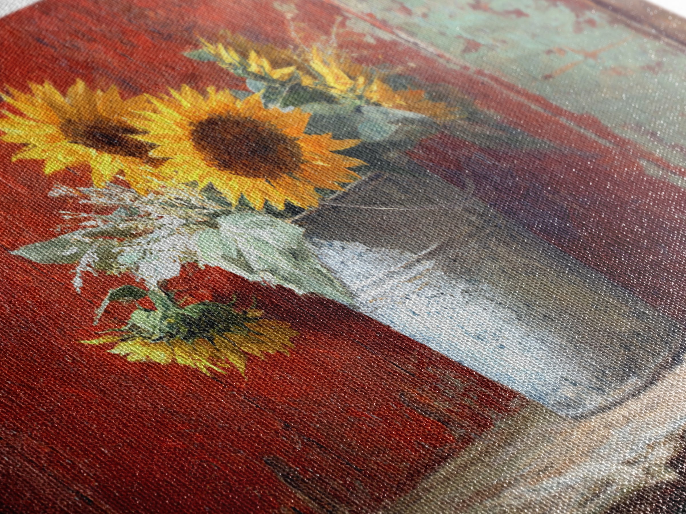 Sunflowers in a Galvanized Metal Bucket Framed Canvas Print, Farmhouse Art, Gallery Wall, Farmhouse Decor, Watercolor Art, FAR-3x2-79
