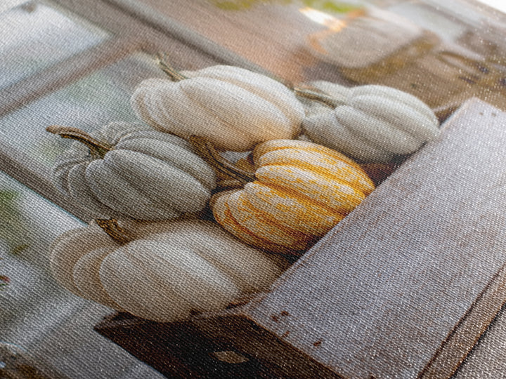 Pumpkins Stacked on a Wooden Crate Canvas Print, Farmhouse Art, Landscape Art, Farmhouse Decor, Oil Painting, Harvest, FAR-3x2-89