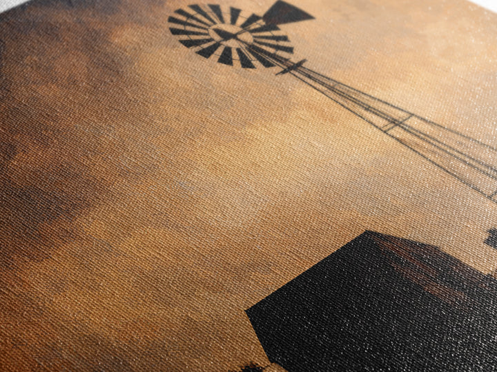 Windmill Silhouette at Sunset Canvas Print, Farmhouse Art, Downloadable Art, Farmhouse Decor, Fine Art, Harvest, FAR-3x2-93