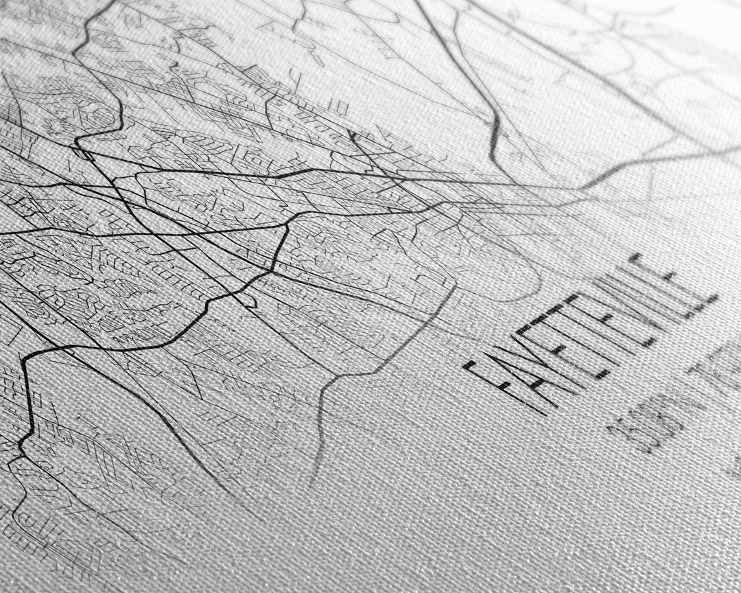 Panoramic Fayetteville City Map, North Carolina Art, Map Print, Minimalist Wall Art, Canvas Art, Housewarming Gift, Street Map, Closing Gift