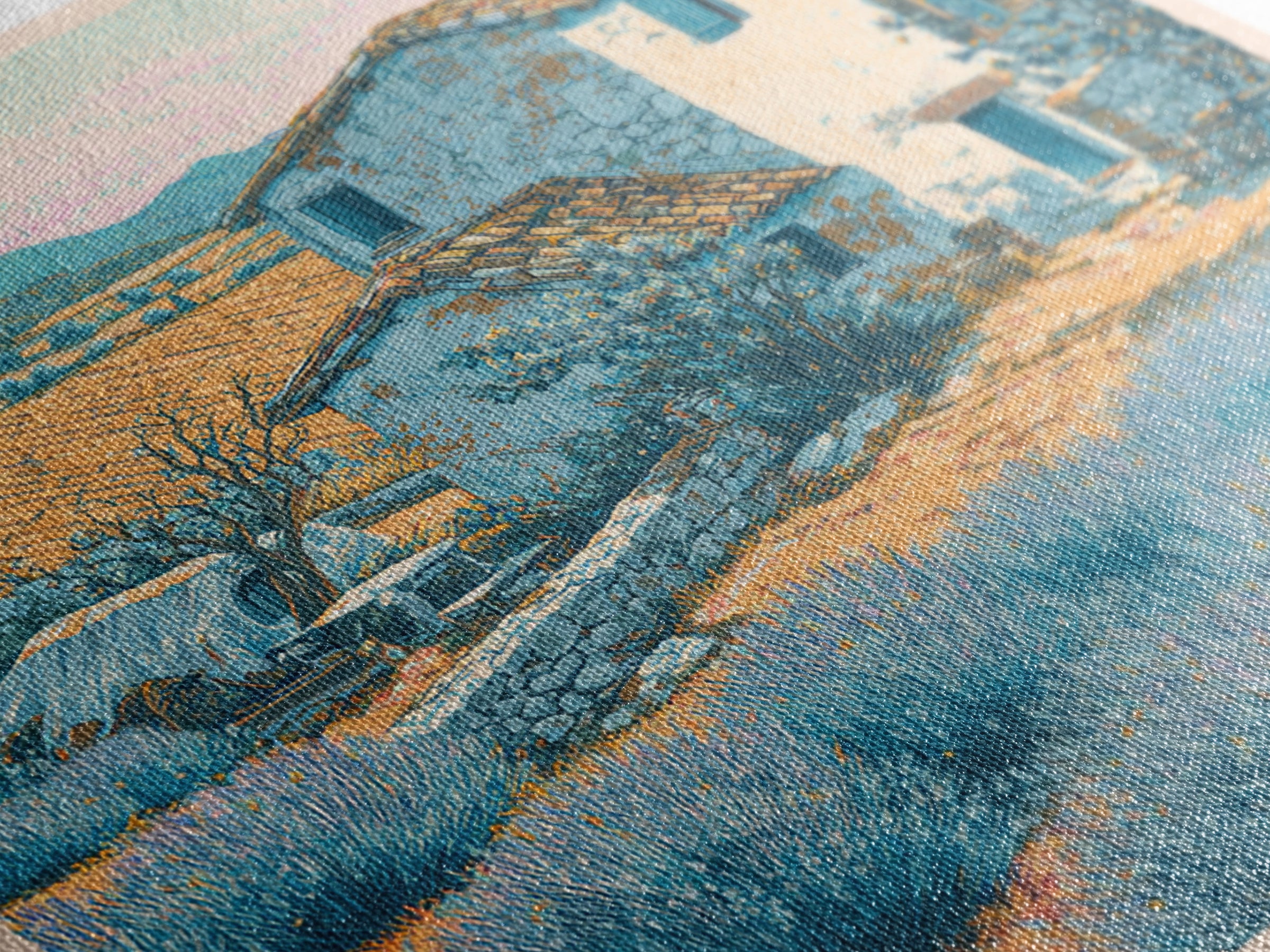 Lavender Field with Distant Stone Farmhouse Canvas Print, French Country Art, Farmhouse Wall Decor, Farmhouse Decor, Country, FCA-1x1-1