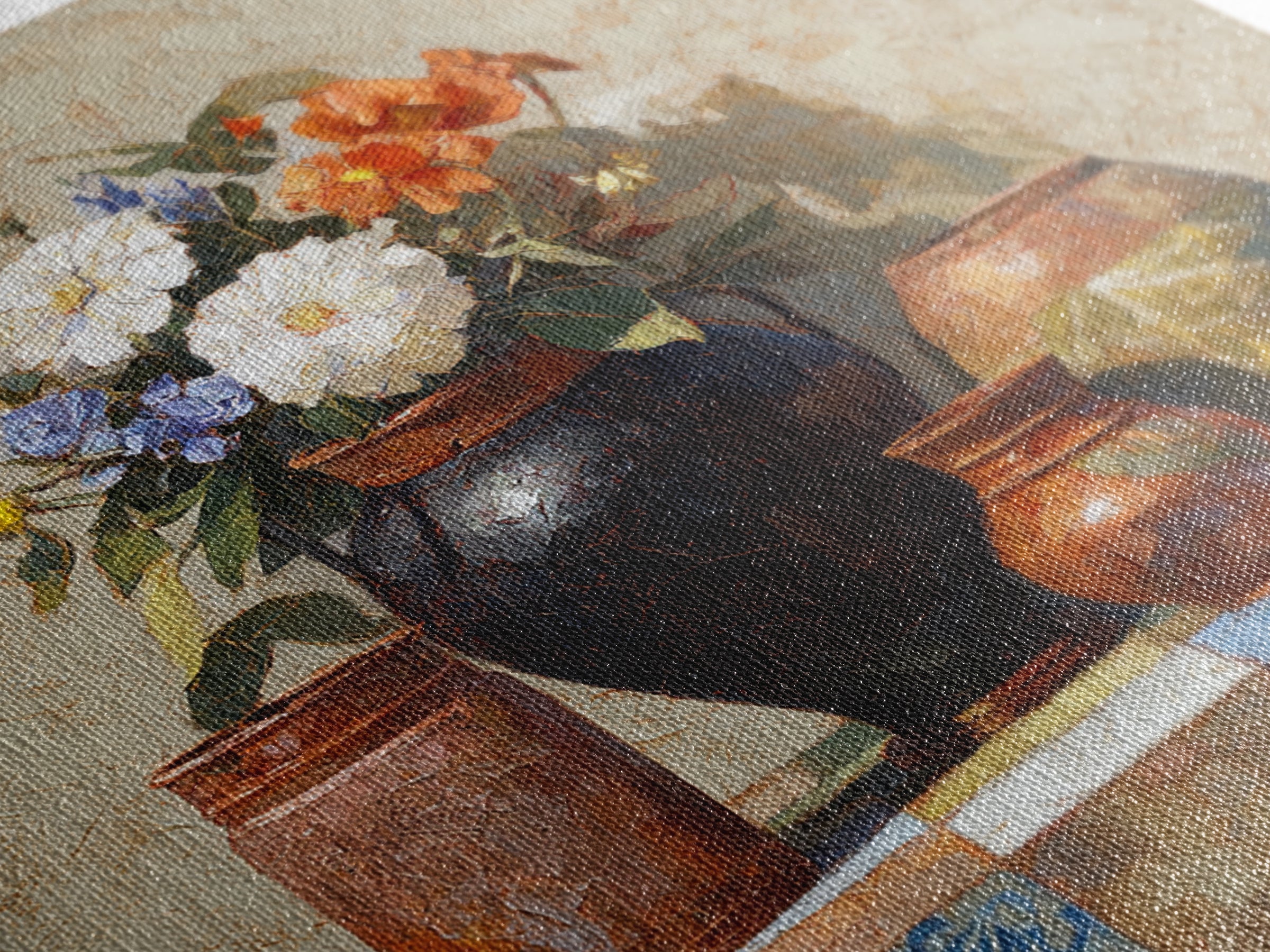 Antique Copper Pot and Flowers Still Life Canvas Print, French Country Art, French Country Decor, Farmhouse Decor, Country, FCA-1x1-24