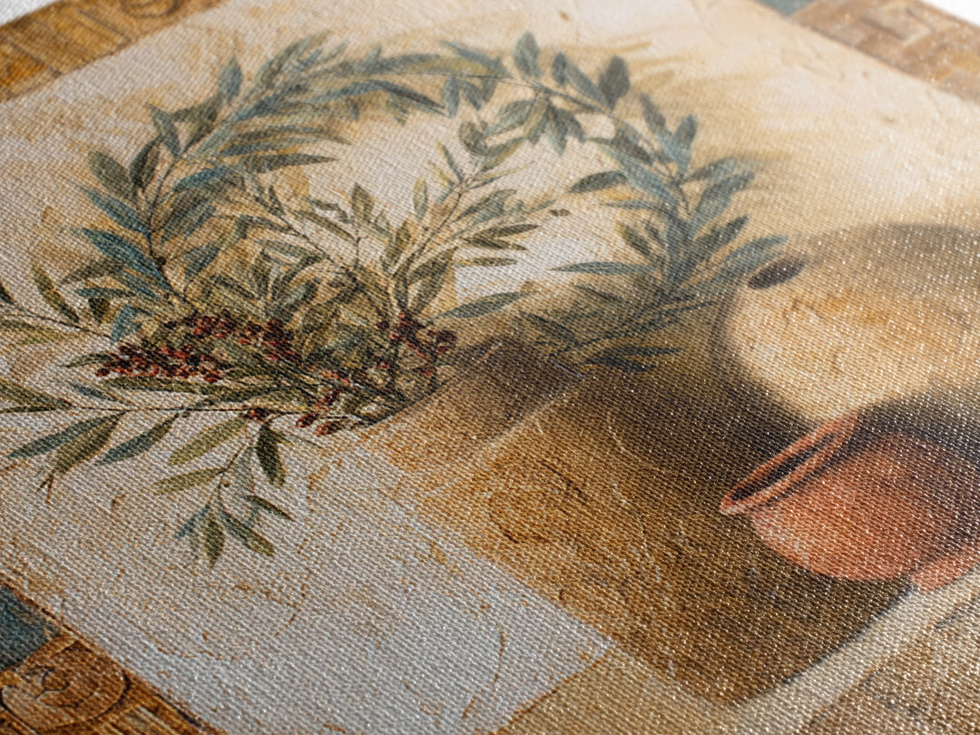 Olive Branch Wreath on Cream Ground Canvas Print, French Country Art, Farmhouse Wall Decor, Farmhouse Decor, Country, FCA-1x1-46