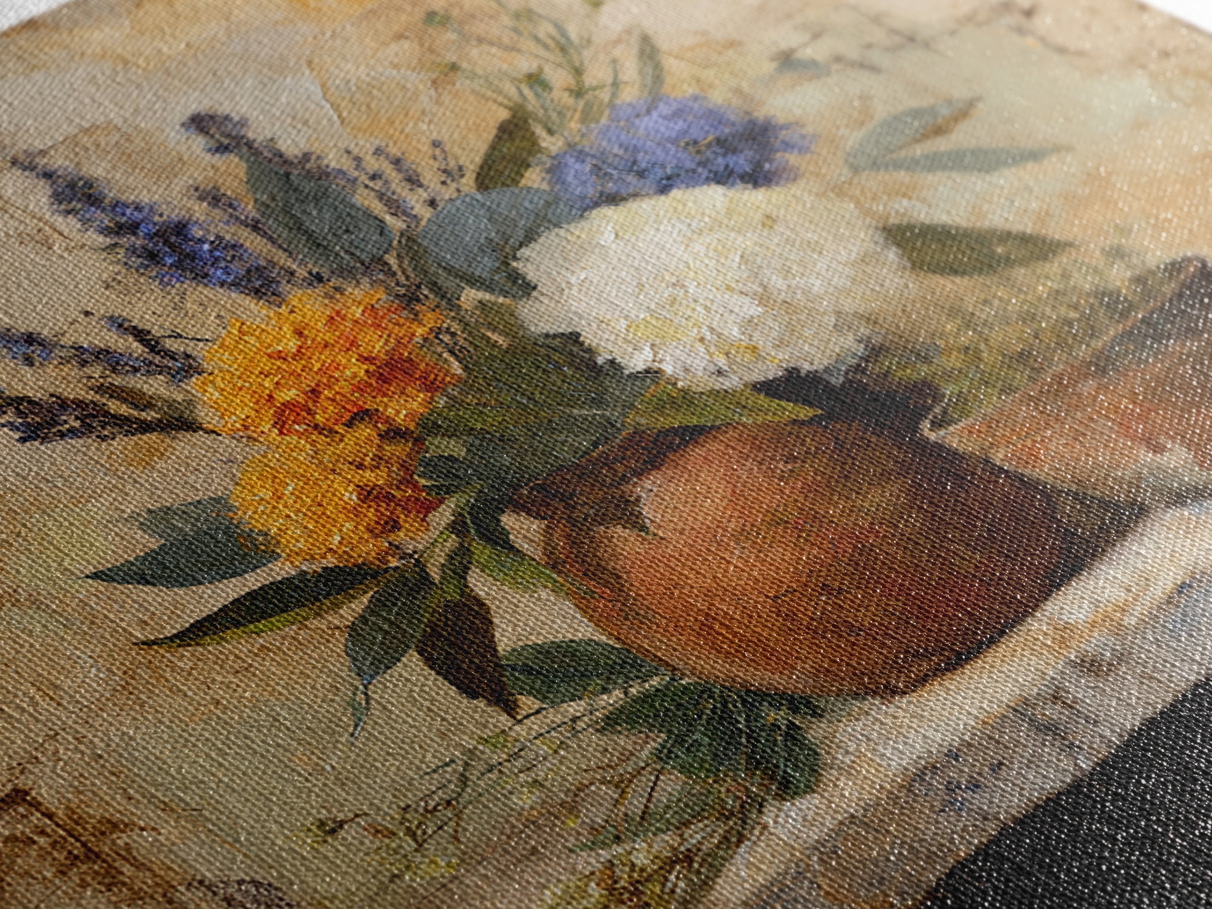 Antique Copper Pot and Flowers Still Life Framed Canvas Print, French Country Art, Wall Art, Farmhouse Decor, Oil Painting, FCA-1x1-48