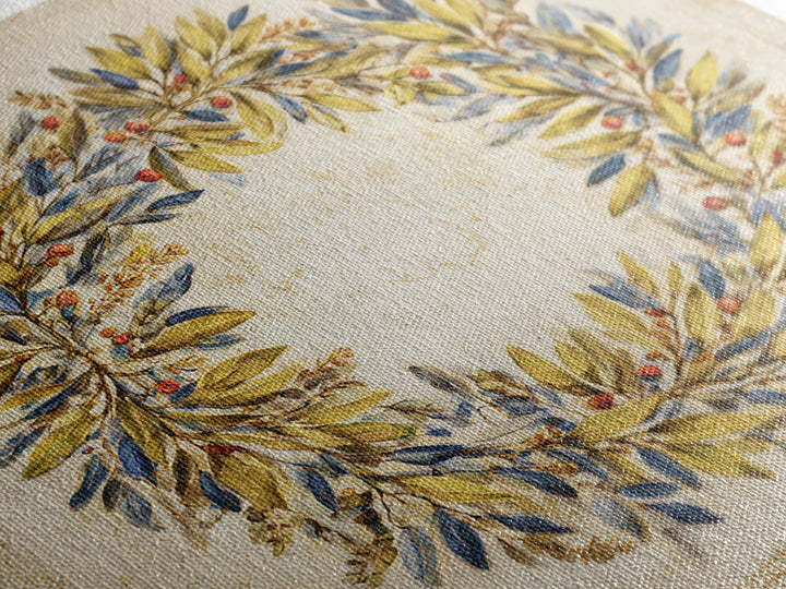 Olive Branch Wreath on Cream Ground Canvas Print, French Country Art, Farmhouse Wall Decor, Farmhouse Decor, Country, FCA-1x1-70