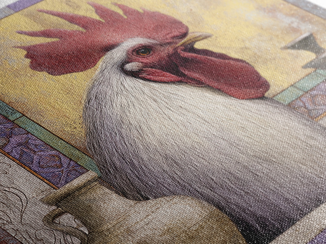 Rooster Portrait in Rustic French Palette Canvas Print, French Country Art, Eclectic Wall Art, Farmhouse Decor, Country, FCA-1x1-74