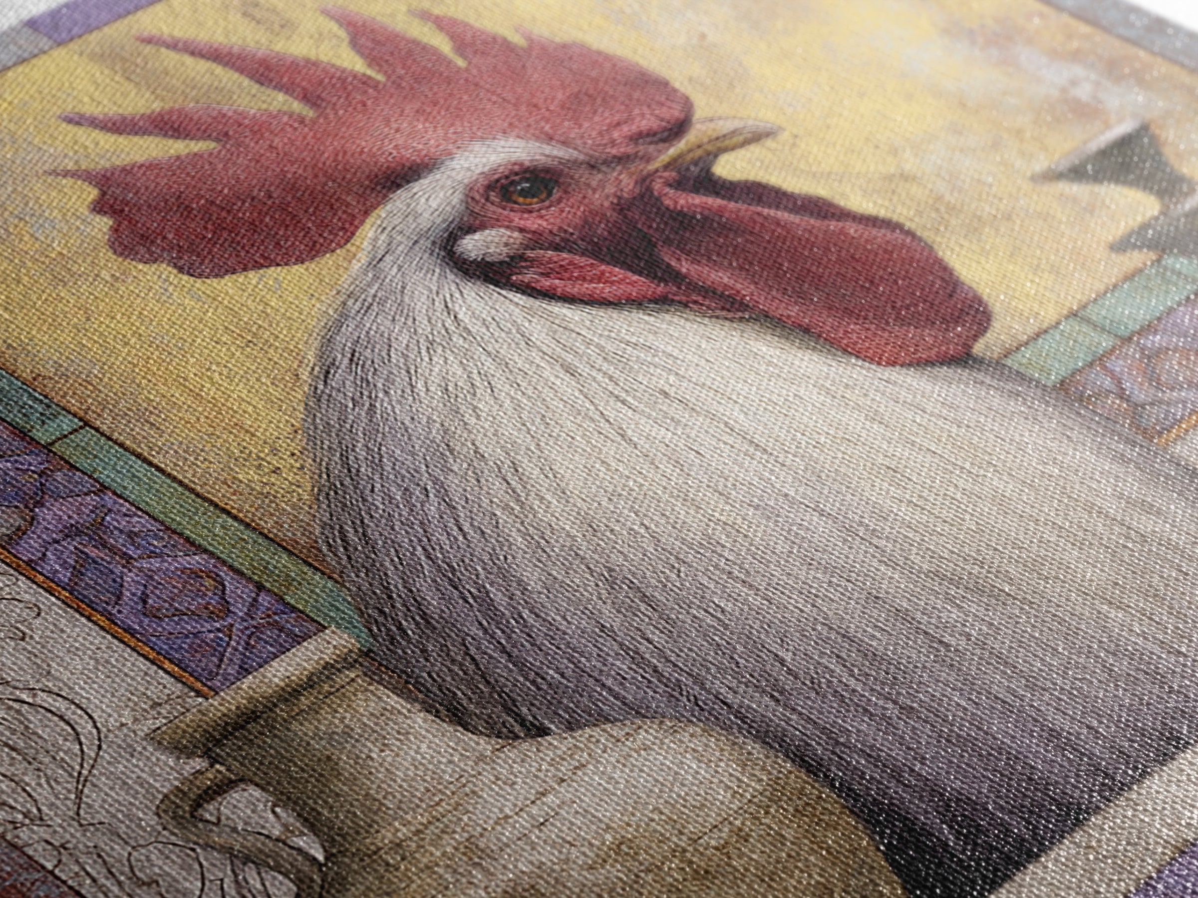 Rooster Portrait in Rustic French Palette Canvas Print, French Country Art, Eclectic Wall Art, Farmhouse Decor, Country, FCA-1x1-74