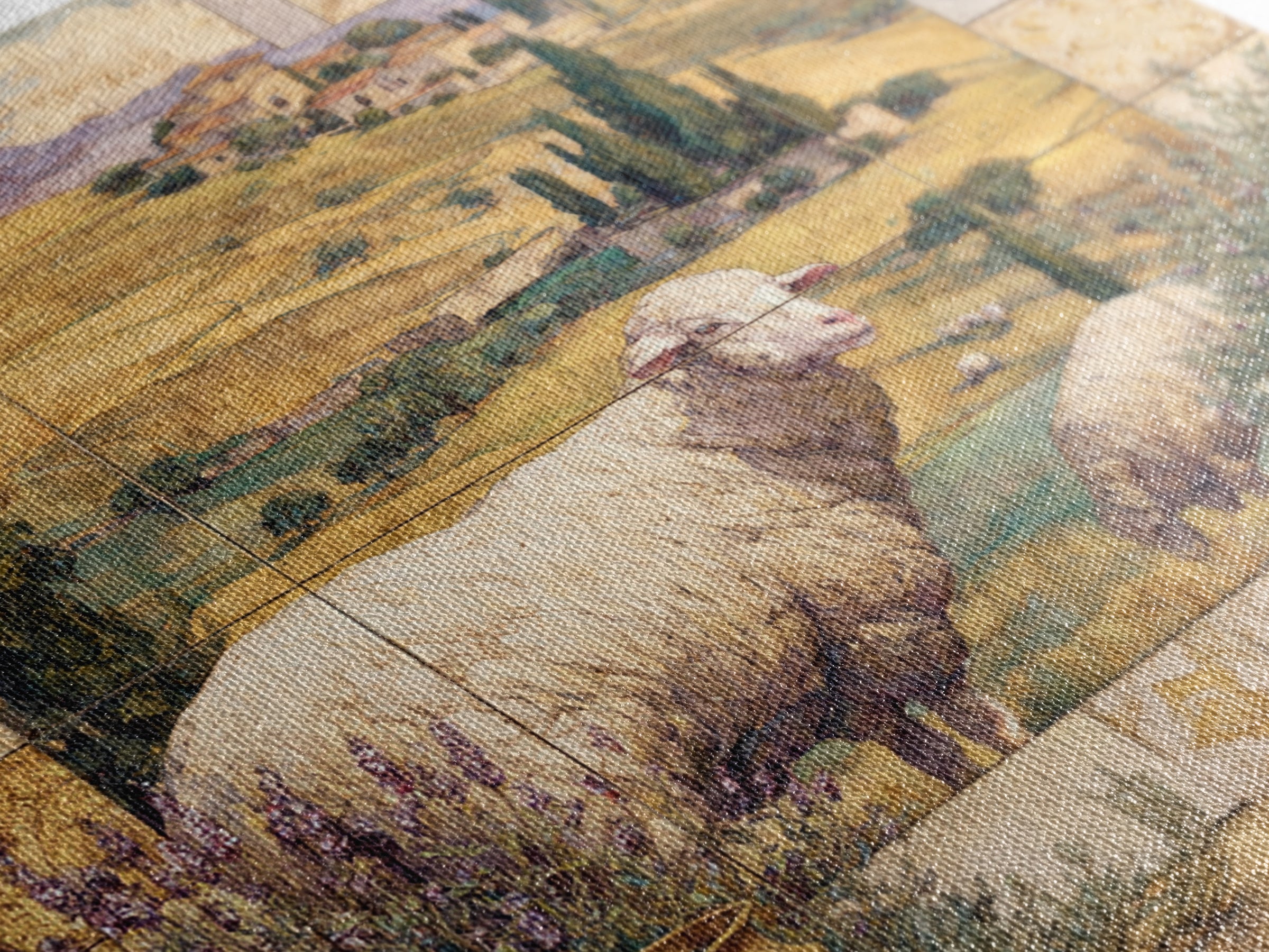 Pastoral Sheep in Rolling Countryside Canvas Print, French Country Art, Farmhouse Wall Art, Farmhouse Decor, Fine Art, Country, FCA-1x1-86