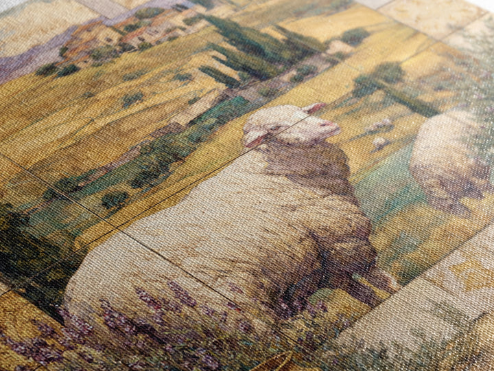 Pastoral Sheep in Rolling Countryside Canvas Print, French Country Art, Farmhouse Wall Art, Farmhouse Decor, Fine Art, Country, FCA-1x1-86