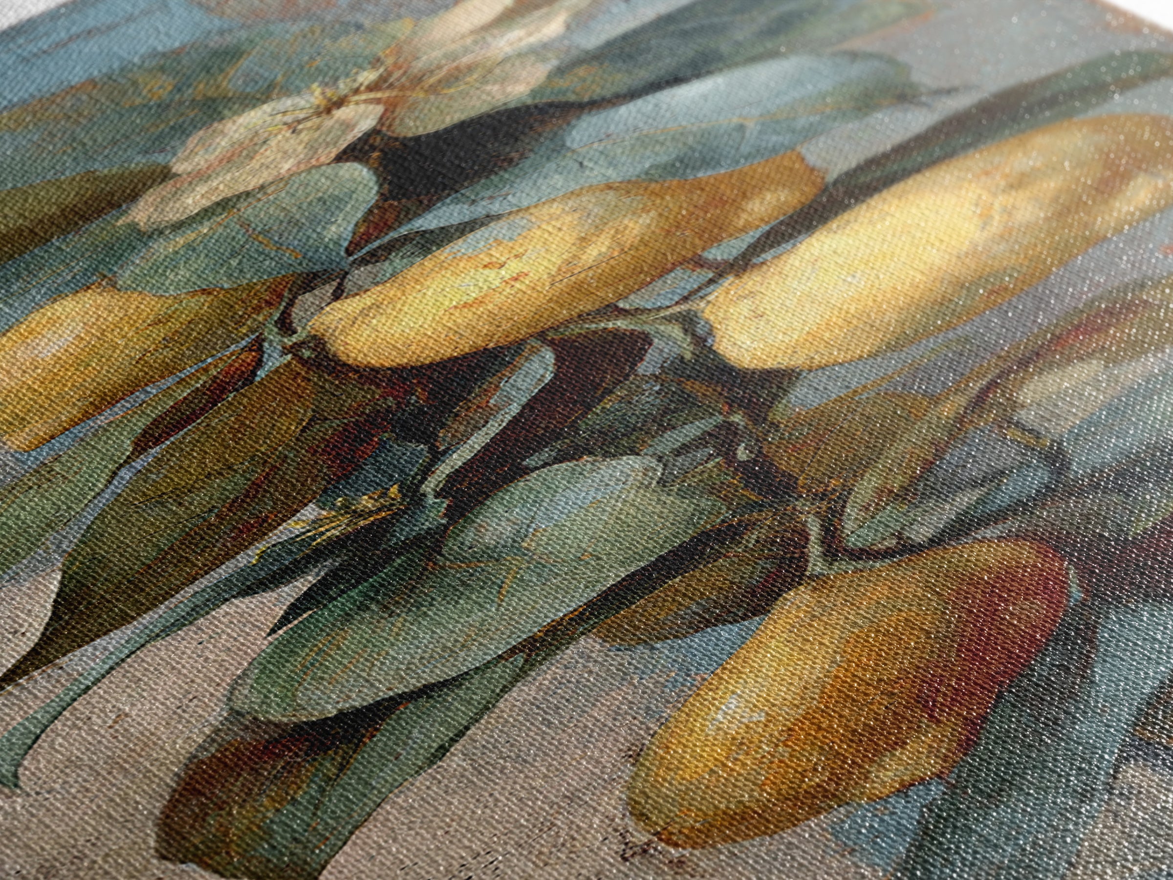 Aged Botanical Plate of Lemons and Leaves Canvas Print, French Country Art, French Country Decor, Farmhouse Decor, Country, FCA-1x3-24