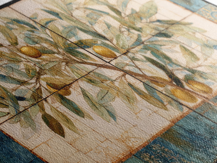 Olive Branch Wreath on Cream Ground Canvas Print, French Country Art, Wall Decor, Farmhouse Decor, Fine Art, Country, FCA-2x1-66