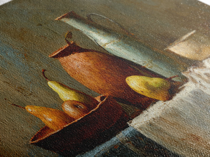 Pear Still Life on Linen Tablecloth Framed Canvas Print, French Country Art, Digital Wall Art, Farmhouse Decor, Abstract Art, FCA-2x1-72
