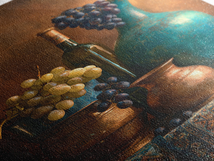 Grapes and Wine Still Life Framed Canvas Print, French Country Art, Modern Decor, Farmhouse Decor, Abstract Art, Country, FCA-2x3-17