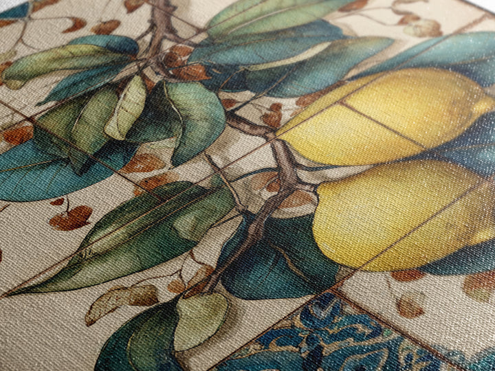 Aged Botanical Plate of Lemons and Leaves Canvas Print, French Country Art, Modern Decor, Farmhouse Decor, Country, FCA-2x3-20