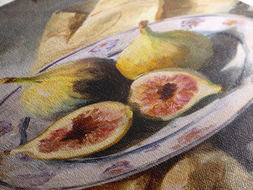 Figs on Ceramic Plate Framed Canvas Print, French Country Art, Digital Wall Art, Farmhouse Decor, Abstract Art, Country, FCA-2x3-24