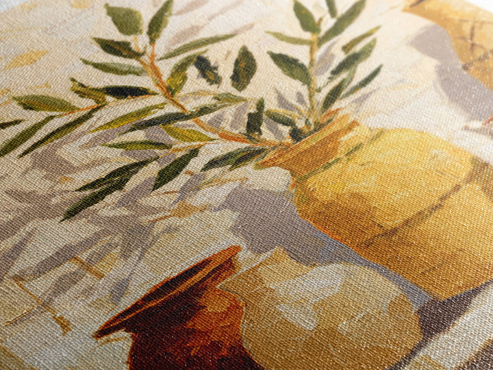 Olive Branch Wreath on Cream Ground Framed Canvas Print, French Country Art, Downloadable Art, Farmhouse Decor, Oil Painting, FCA-2x3-30