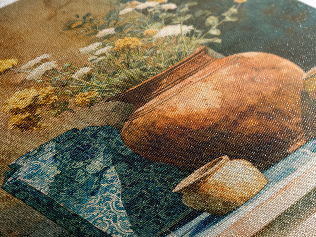 Antique Copper Pot and Flowers Still Life Canvas Print, French Country Art, Home Decor Gift, Farmhouse Decor, Fine Art, Country, FCA-2x3-32