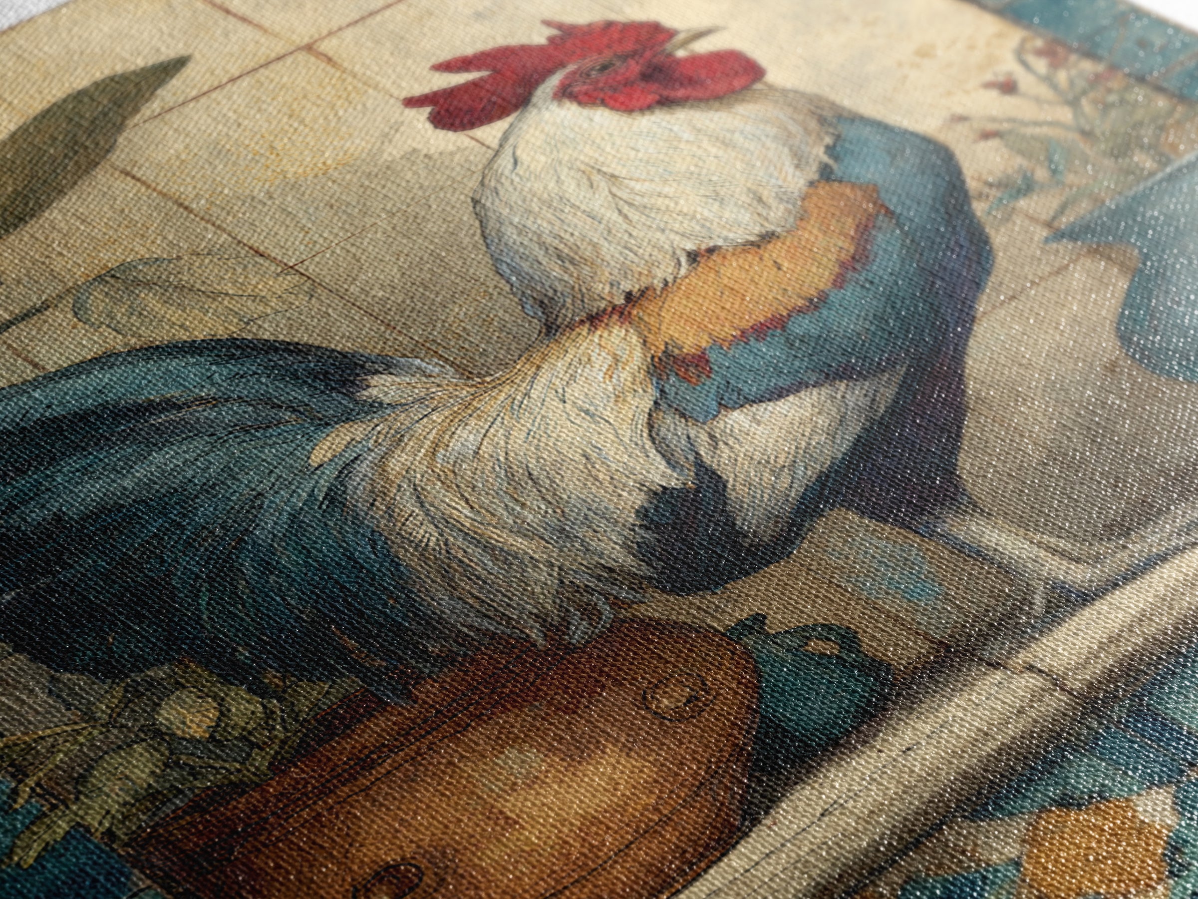 Rooster Portrait in Rustic French Palette Canvas Print, French Country Art, Luxury Decor, Farmhouse Decor, Fine Art, Country, FCA-2x3-58
