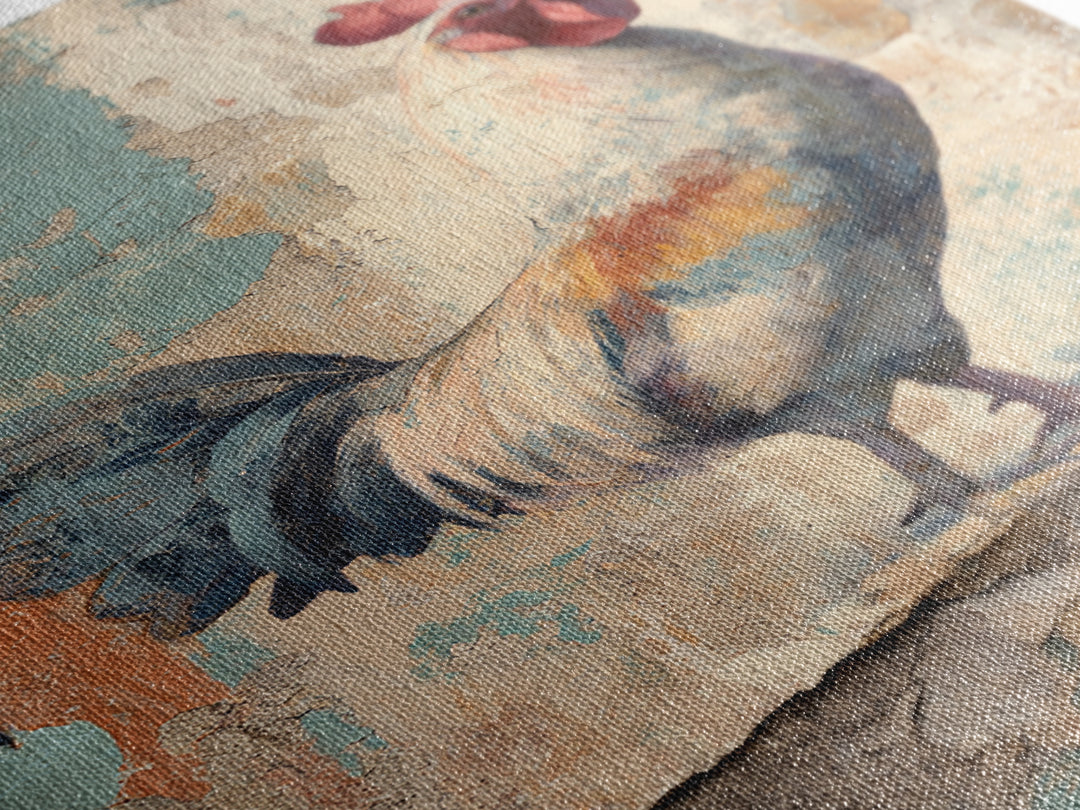 Rooster Portrait in Rustic French Palette Canvas Print, French Country Art, Luxury Decor, Farmhouse Decor, Fine Art, Country, FCA-2x3-82