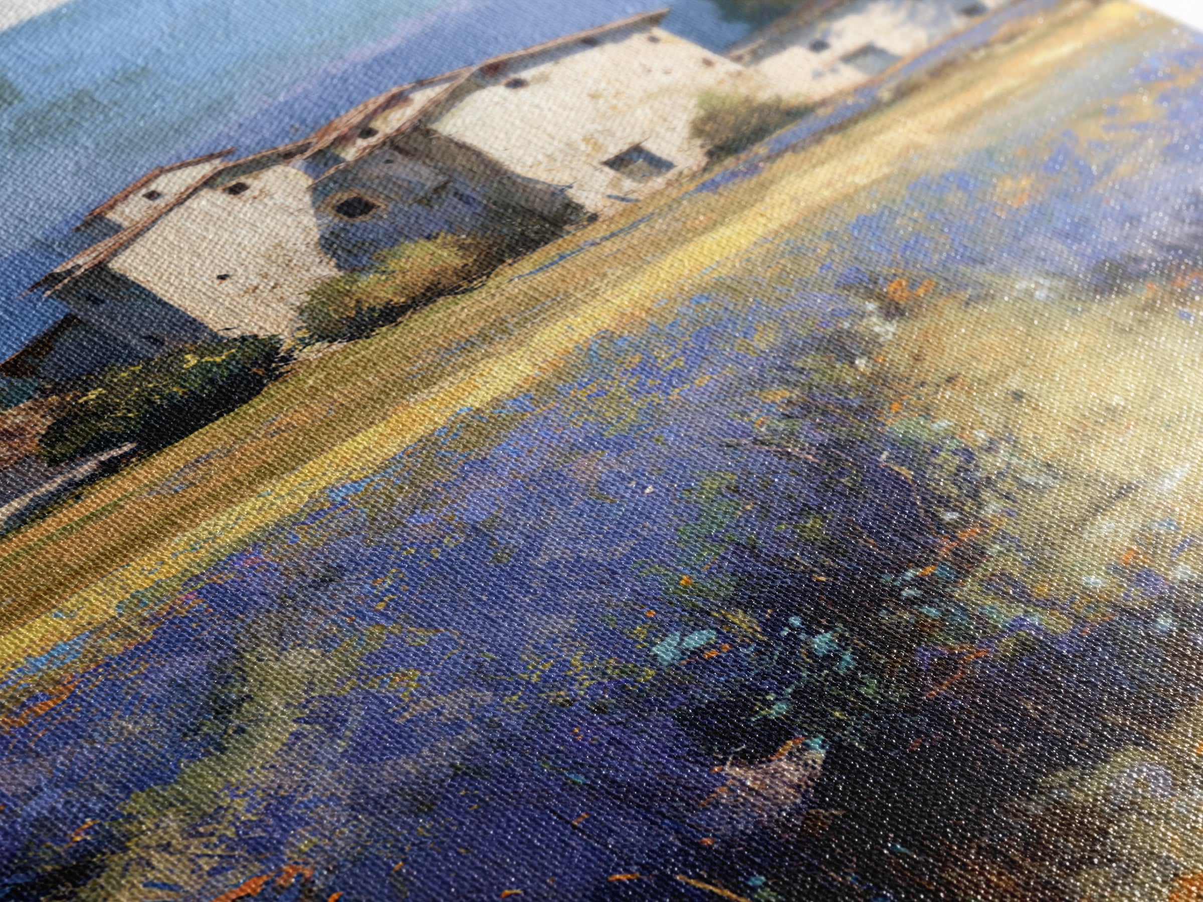 Lavender Field with Distant Stone Farmhouse Canvas Print, French Country Art, Wall Decor, Farmhouse Decor, Fine Art, Country, FCA-2x3-9