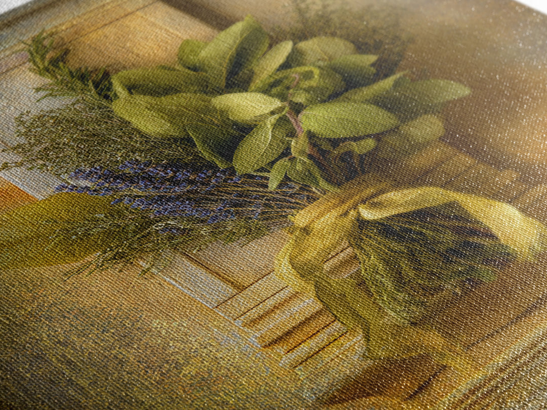 Farmhouse Kitchen Herbs Tied Framed Canvas Print, French Country Art, Room Decor, Farmhouse Decor, Fine Art, Country, FCA-2x3-93