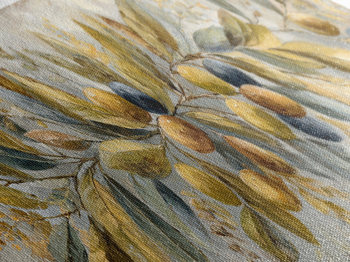 Olive Branch Wreath on Cream Ground Canvas Print, French Country Art, Landscape Painting, Farmhouse Decor, Watercolor Art, FCA-3x1-14