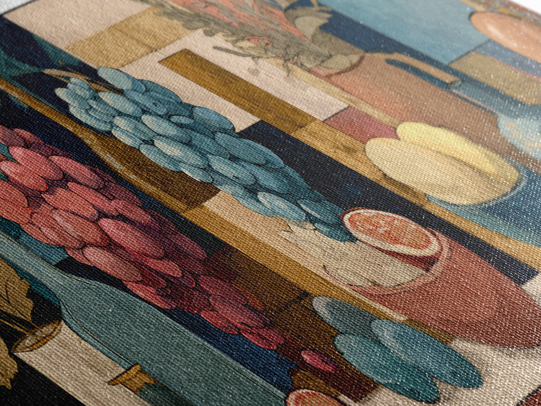Grapes and Wine Still Life Framed Canvas Print, French Country Art, Farmhouse Decor, Fine Art, Country, Farmhouse Wall Art, FCA-3x1-73