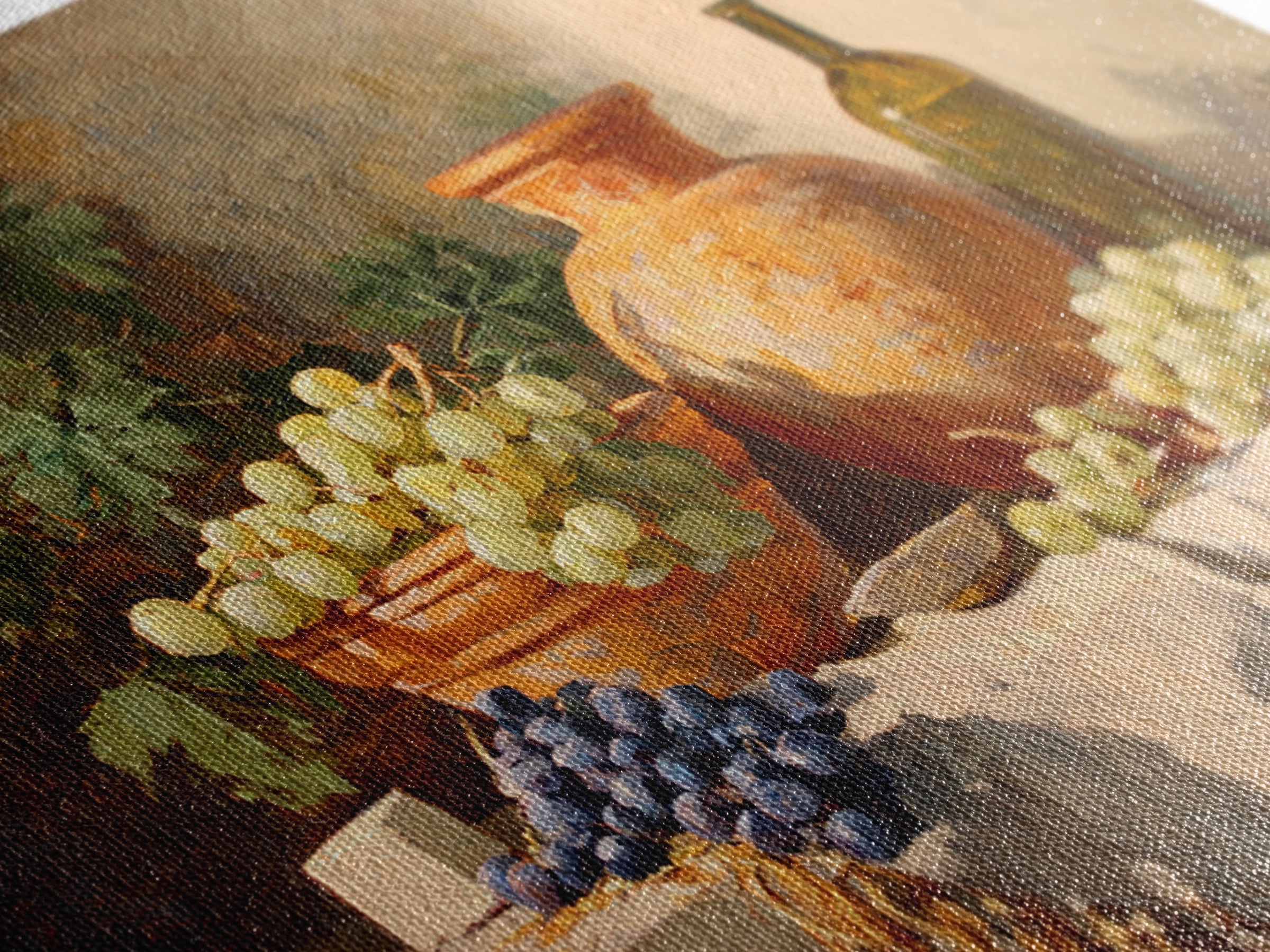 Grapes and Wine Still Life Framed Canvas Print, French Country Art, Wall Art, Farmhouse Decor, Watercolor Art, Country, FCA-3x2-13