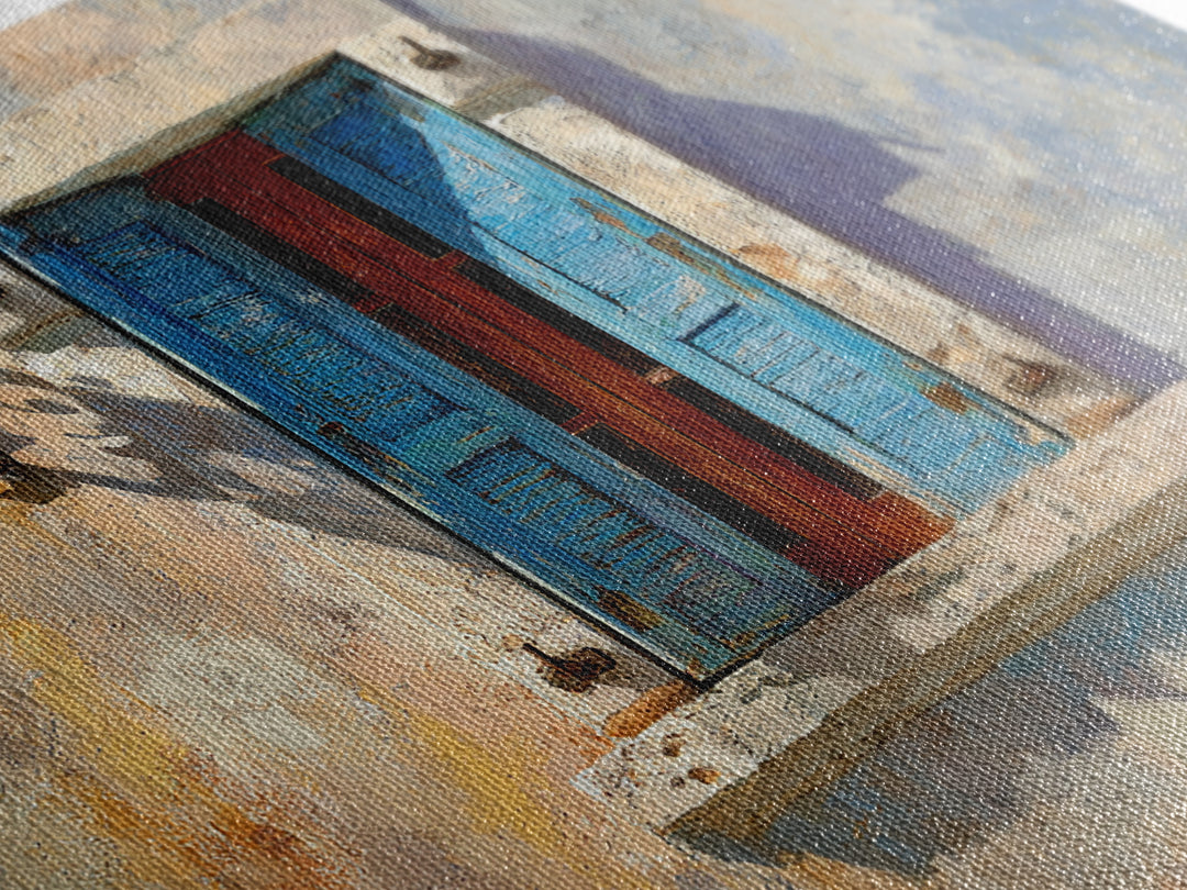Weathered Window with Blue Shutters Canvas Print, French Country Art, Home Decor Gift, Farmhouse Decor, Fine Art, Country, FCA-3x2-49
