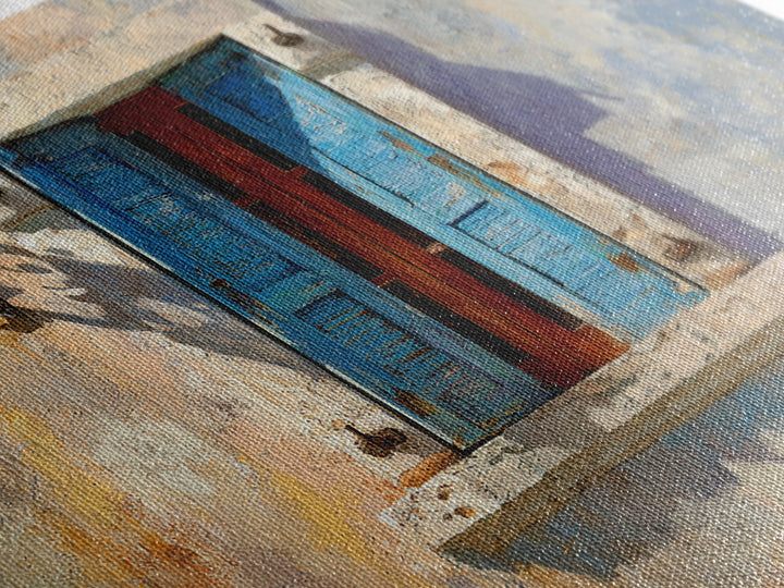 Weathered Window with Blue Shutters Canvas Print, French Country Art, Home Decor Gift, Farmhouse Decor, Fine Art, Country, FCA-3x2-49
