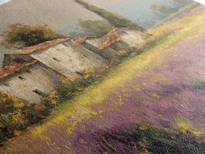 Lavender Field with Distant Stone Farmhouse Canvas Print, French Country Art, Printable Art, Farmhouse Decor, Fine Art, Country, FCA-3x2-53