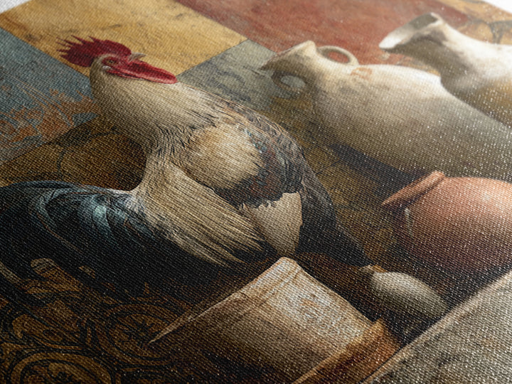 Rooster Portrait in Rustic French Palette Canvas Print, French Country Art, Original Painting, Farmhouse Decor, Country, FCA-3x2-54