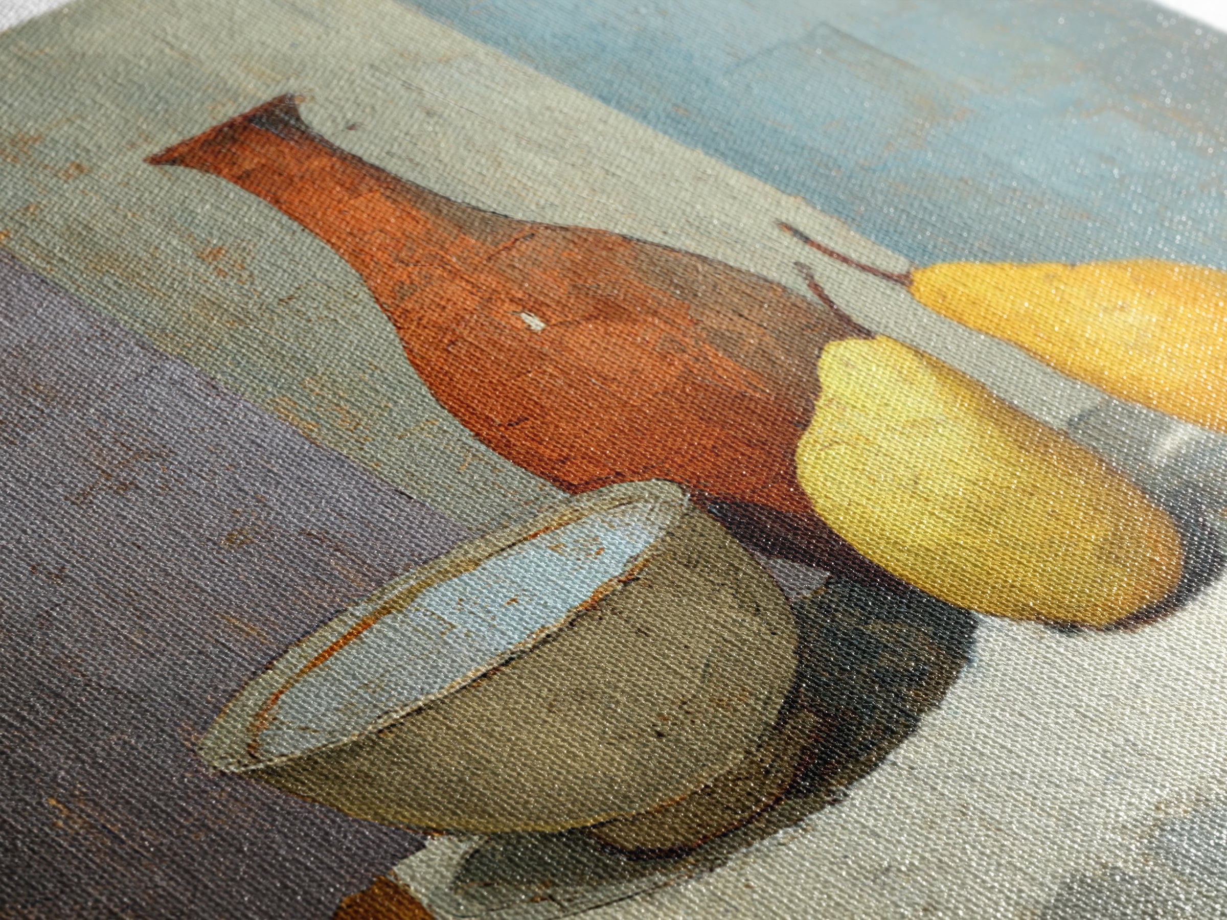 Pear Still Life on Linen Tablecloth Canvas Print, French Country Art, Printable Art, Farmhouse Decor, Abstract Art, Country, FCA-3x2-56