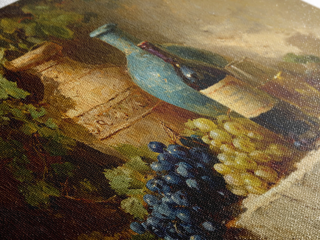 Grapes and Wine Still Life Framed Canvas Print, French Country Art, Farmhouse Decor, Fine Art, Country, Farmhouse Wall Art, FCA-3x2-85