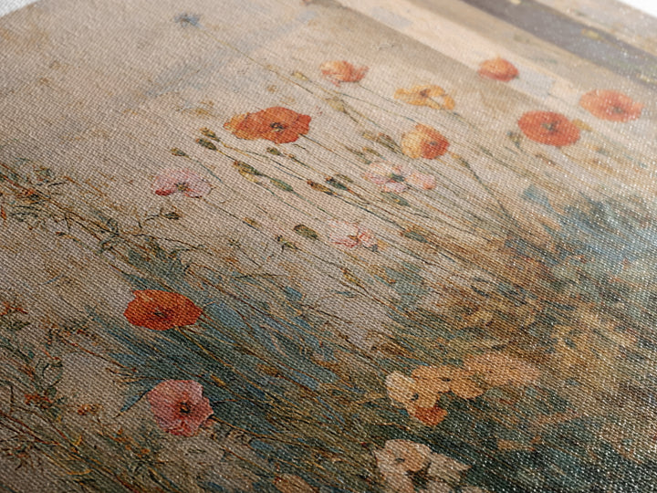 Poppies Beside a Stone Garden Wall Canvas Print, French Country Art, French Country Decor, Farmhouse Decor, Country, FCA-3x2-91