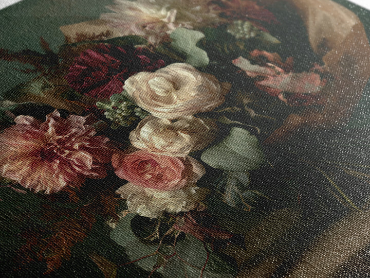 Romantic Bouquet Wrapped Framed Canvas Print, Floral Art, Modern Southern Floral Art, Living Room Decor, Fine Art, Bloom, FLO-1x1-72