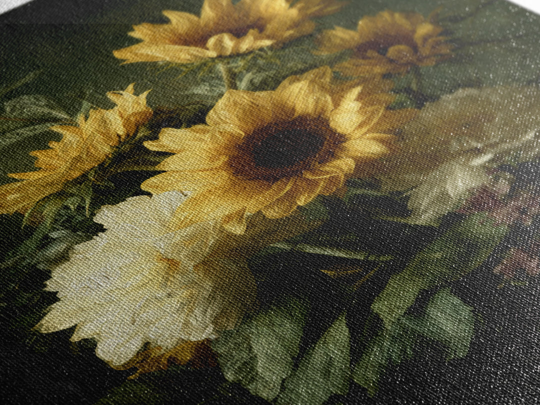 Sunflower Bouquet in Bold Golden Tones Canvas Print, Floral Art, Art Nouveau Decor, Living Room Decor, Fine Art, Bloom, FLO-2x3-61
