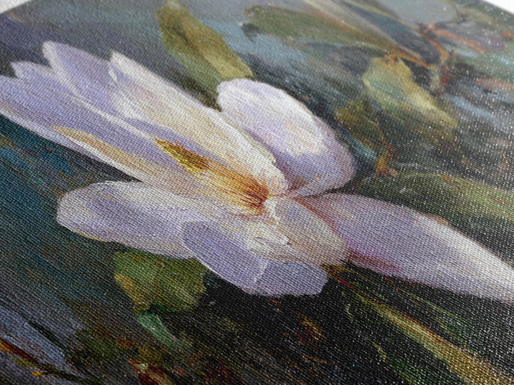 Single White Magnolia on Charcoal Ground Framed Canvas Print, Floral Art, Home Decor, Living Room Decor, Fine Art, Bloom, FLO-3x1-68