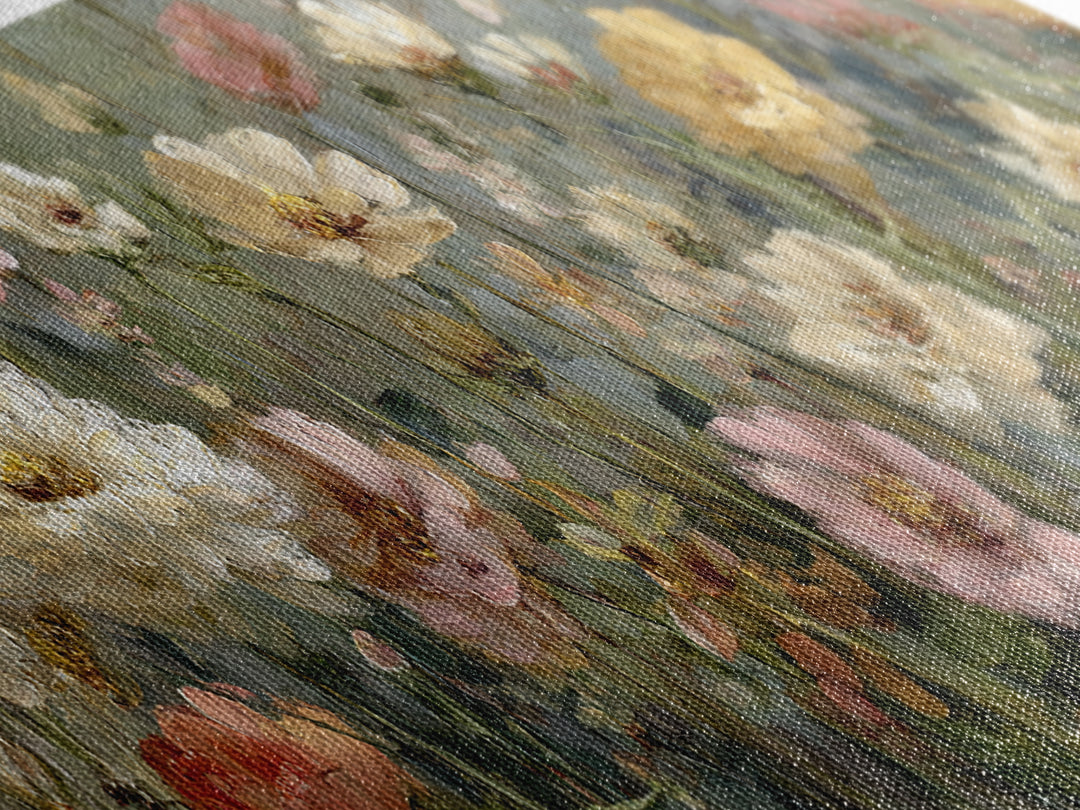 Wildflower Meadow in Loose Impressionist Paint Canvas Print, Floral Art, Art Print, Living Room Decor, Fine Art, Bloom, FLO-3x1-91