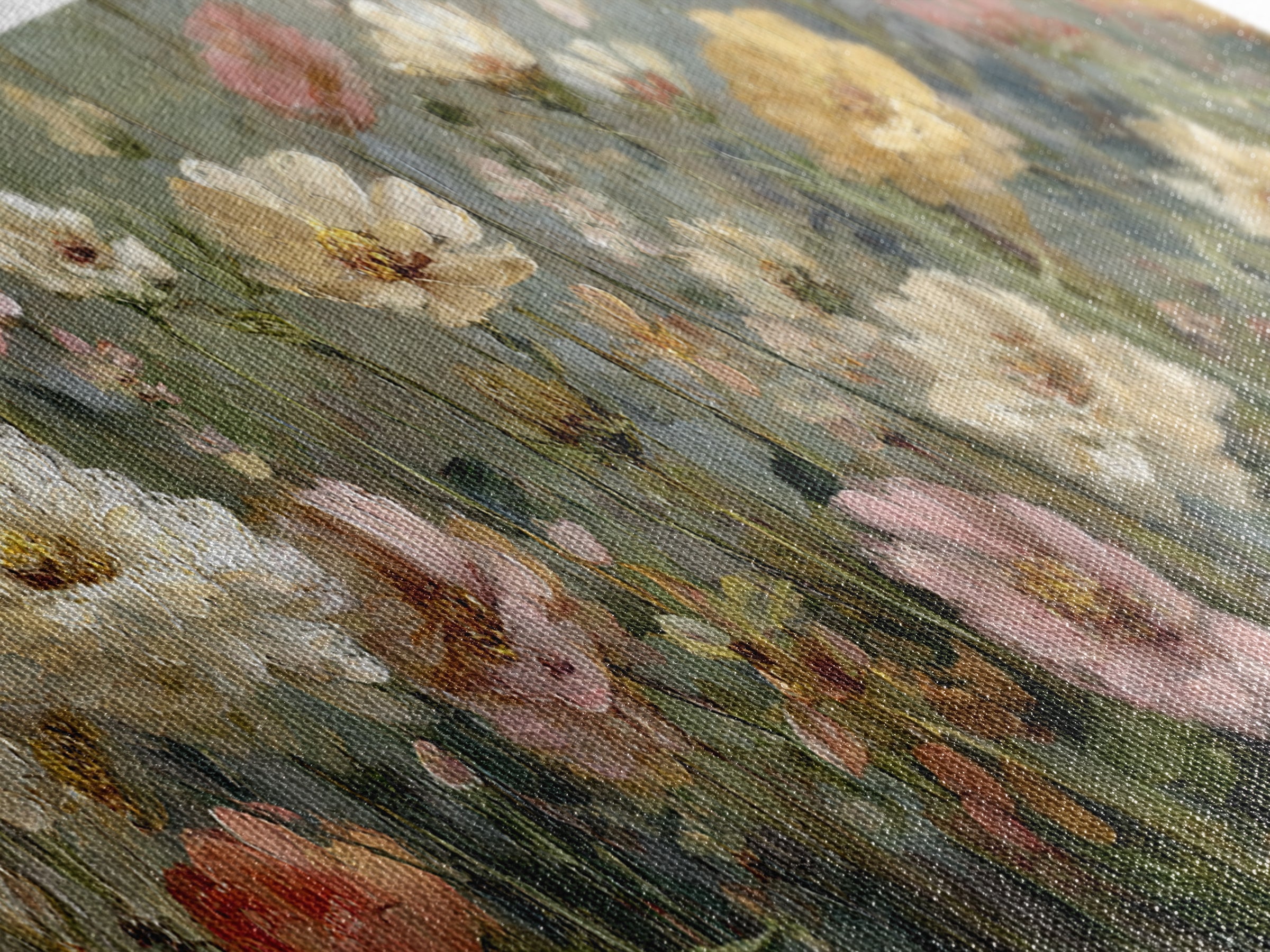 Wildflower Meadow in Loose Impressionist Paint Canvas Print, Floral Art, Art Print, Living Room Decor, Fine Art, Bloom, FLO-3x1-91