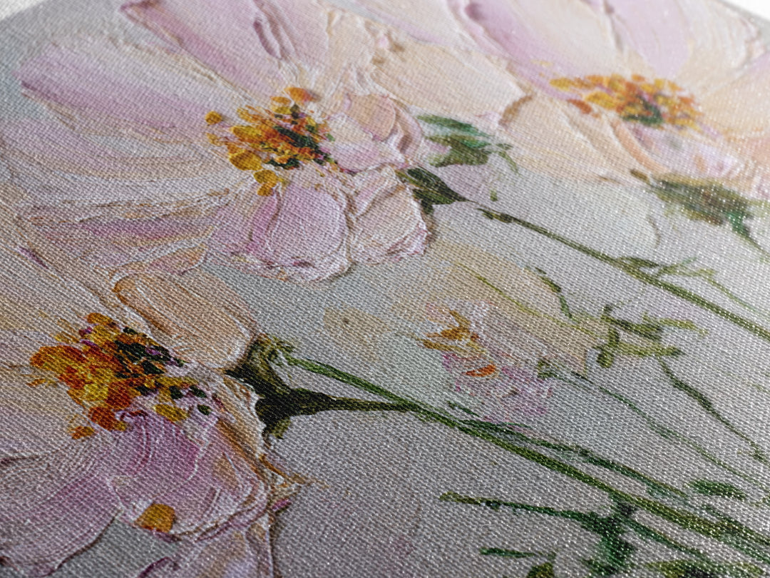 Cosmos Flowers Swaying Framed Canvas Print, Floral Art, Gallery Decor, Living Room Decor, Fine Art, Bloom, Wall Art, Home Decor, FLO-3x2-27